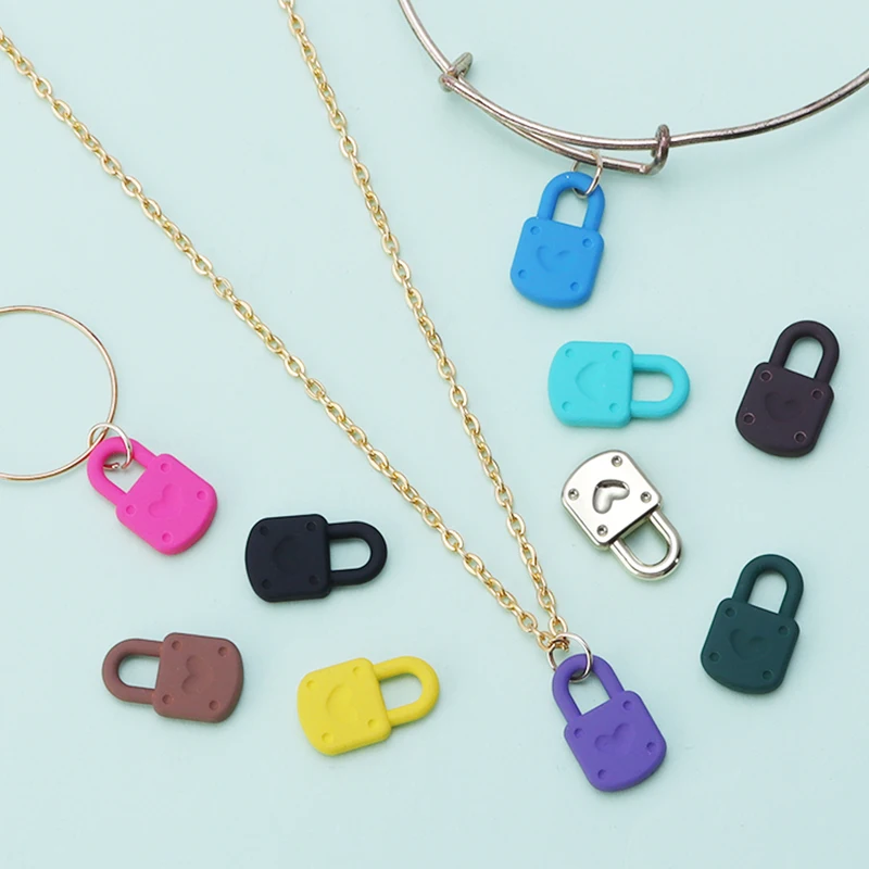 

5pcs/Lot 18x10.5mm Matte Candy Color Heart Lock Chams For Jewelry Making Handmade Pendants DIY Braccelet Necklace Couple Jewelry