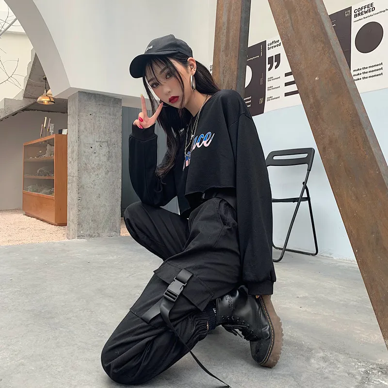 

YBYR Big Pockets Cargo Pants Women Elastic High Waist Loose Streetwear Summer Pant Baggy Tactical Trouser Hip Hop Joggers Pants