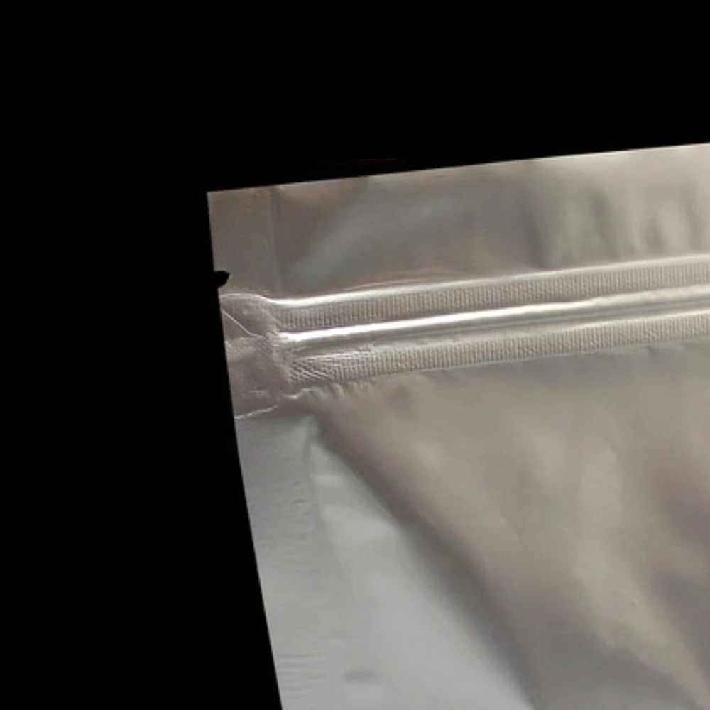 100 шт./лот стоячий мешочек из серебристой алюминиевой фольги на молнии для