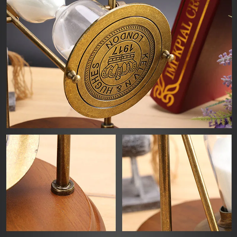 

High Quality Elegant 15/30 Minutes Vintage Sand Clock Hourglass Wood Base Metal Zinc Alloy Home Office Decoration Birthday Gift