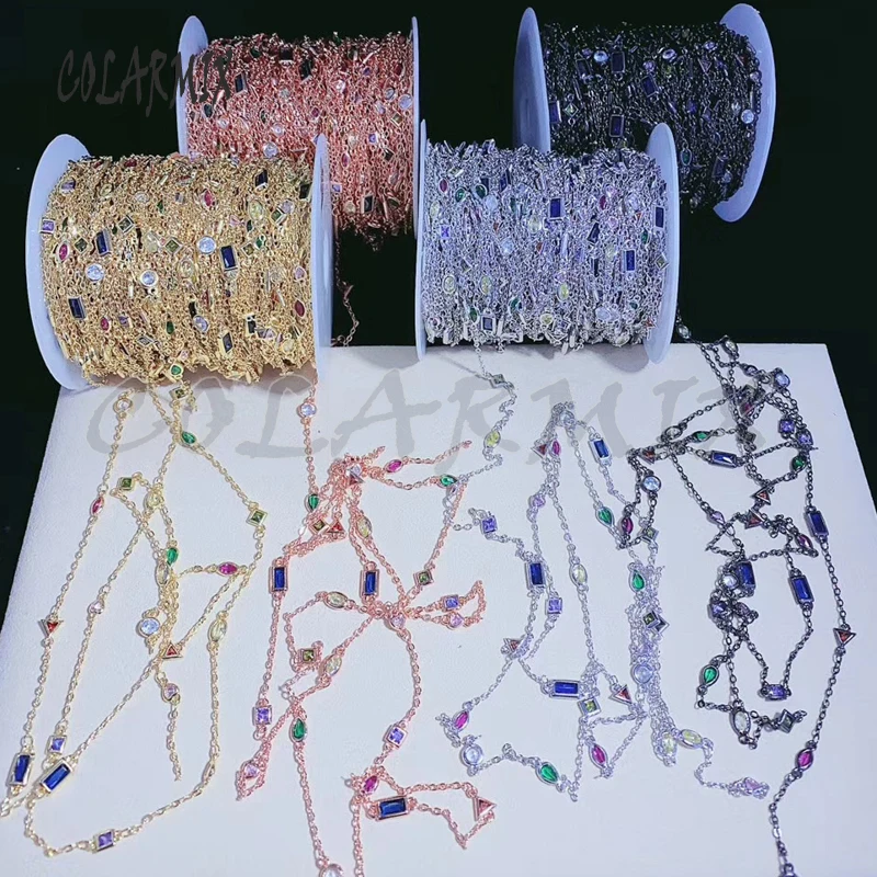 3 meters Multi shape zircon chain necklace accessories High quality crystal luxury for jewelry making 50761 | Украшения и