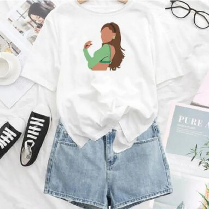 Футболка женская с 7 кольцами и надписью Thank U модная рубашка в стиле Харадзюку Next