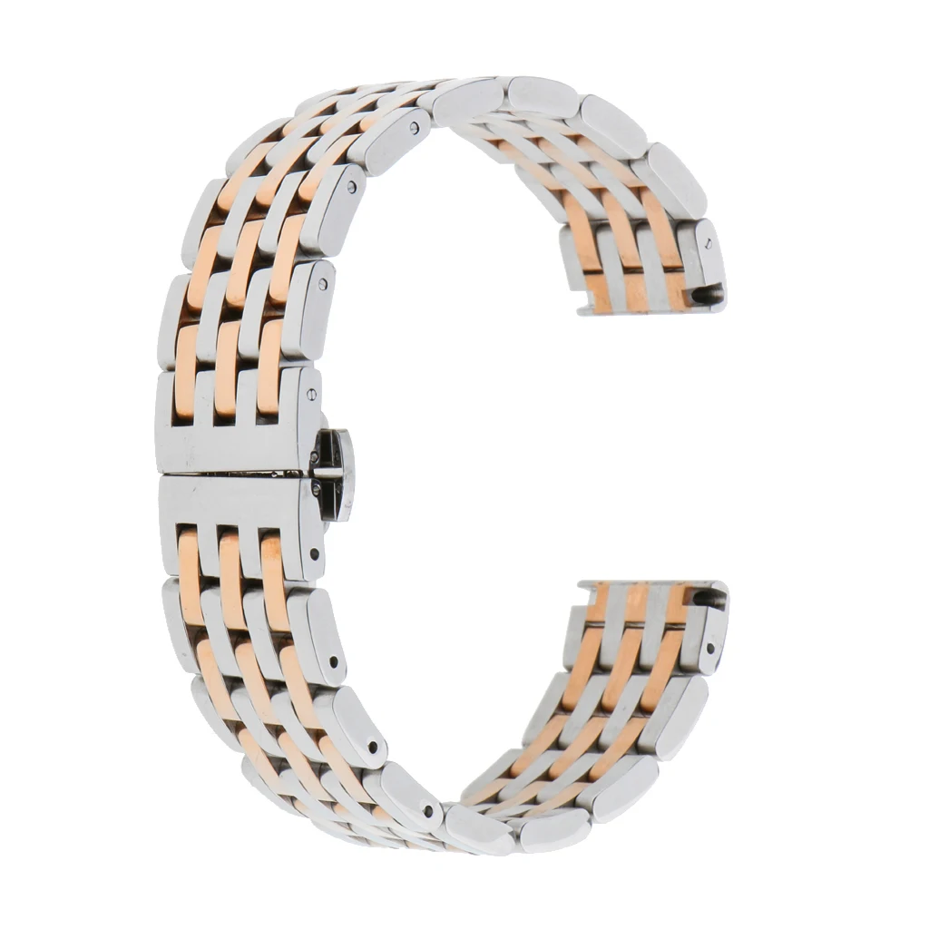 

20mm 22mm Stainless Steel Curved End Link Wrist Watch Band Bracelet Strap Replacement Fold Over Clasp