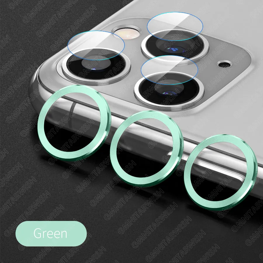 Для iPhone 11 Pro Max защита для камеры объектив из закаленного стекла+ металлический задний чехол для объектива для iPhone XS Max X 8 7 Plus стеклянный чехол - Цвет: Green