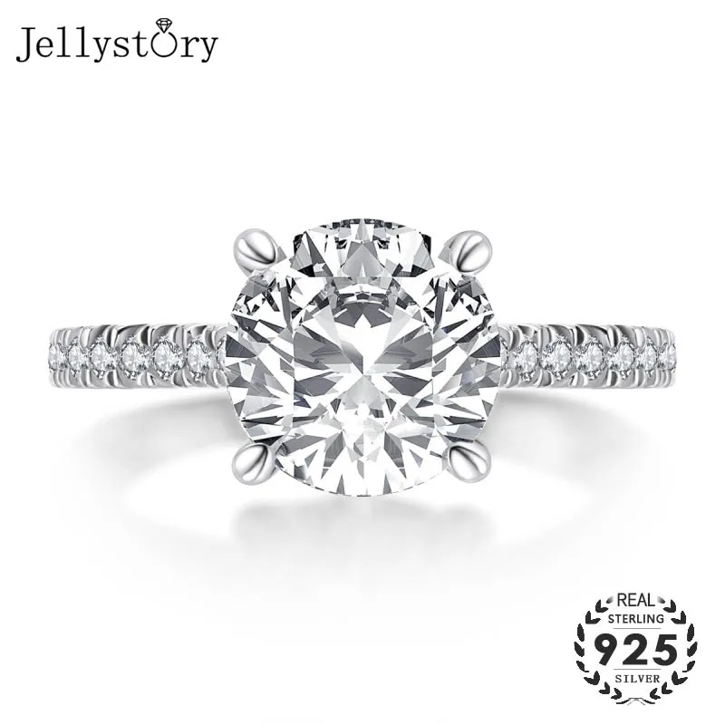 Роскошные кольца Jellystory с круглым креативным муассанитом 3 карата серебро 925 пробы