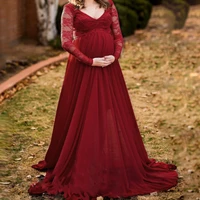 pregnant clothes long sleeve lace maternity gown dresses for photo shoot sexy v neck pregnancy dress photography pregnant women