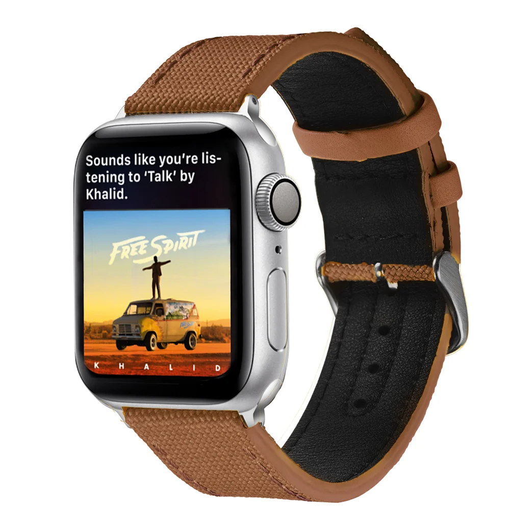 

Canvas+leather band for Apple watch strap 44mm 40mm iWatch band 42mm 38mm sport bracelet Apple watch series 5 4 3 40 38 42 44mm