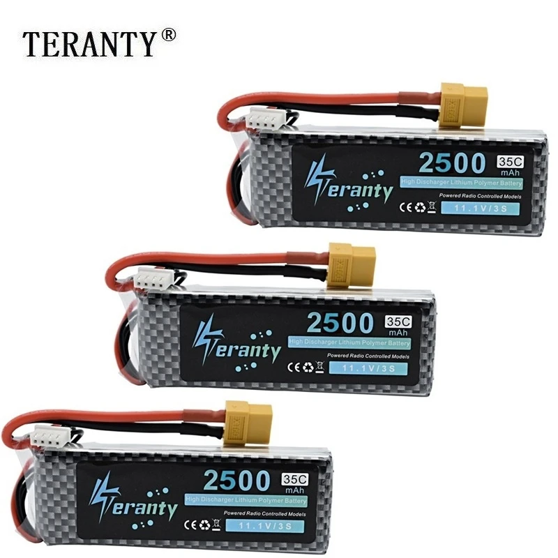 

Макс 60C Teranty мощность 11,1 В 2500 мАч Lipo батарея для RC роботов автомобилей лодки RC дроны часть 11,1 В батарея 3 шт./лот 3s li-po батарея