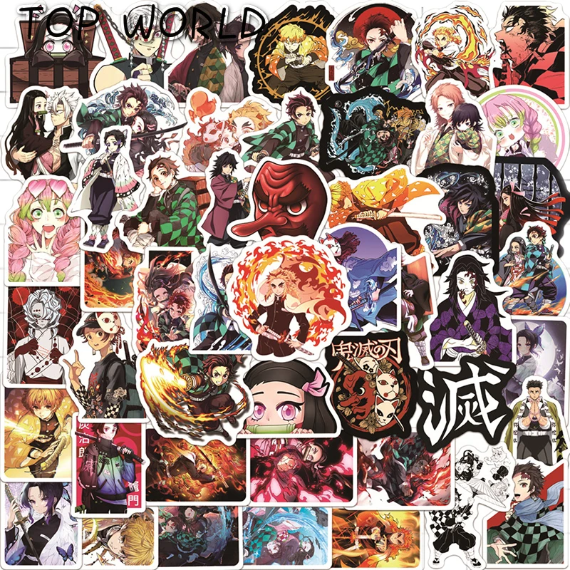 10/50Pcs/set Demon Slayer Cartoon Anime Graffiti Stickers For Kid Suitcase Helmet Skateboard Decals Phone Case Laptop Luggage
