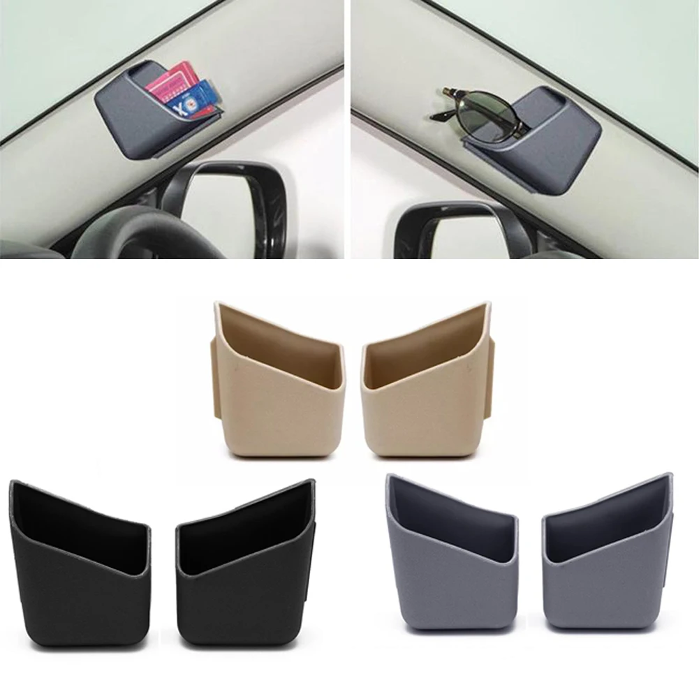 

Universal Storage Box 2Pcs 75*34*90mm Rubber + Double-sided Adhesive Tape Storage Box Black Gray