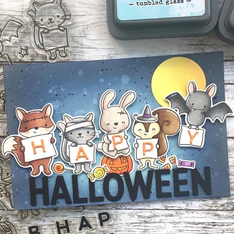 Металлические штампы с буквами животных и прозрачные для рукоделия скрапбукинга