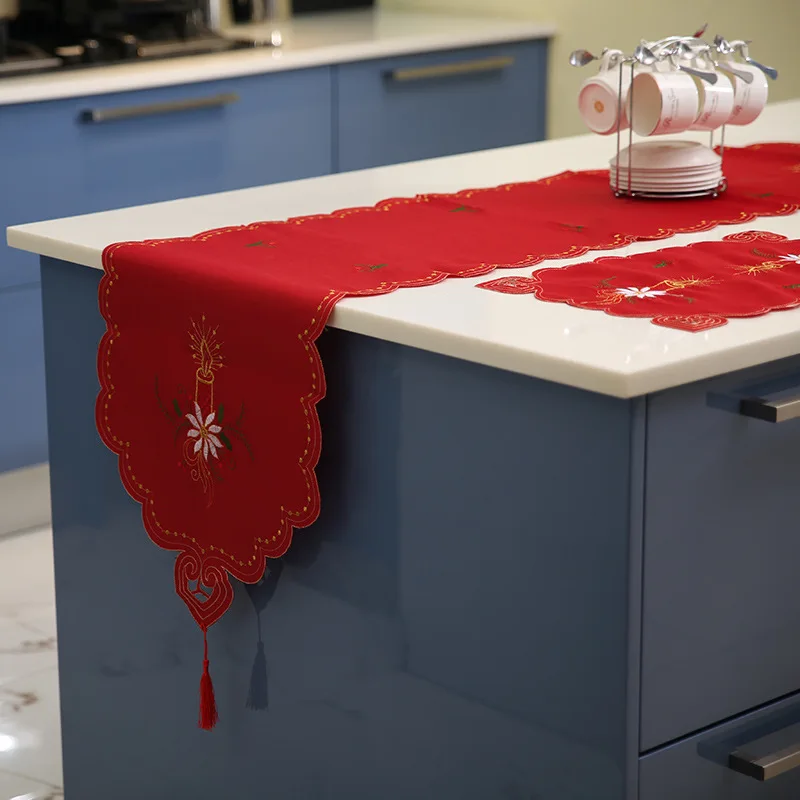 Рождественская атласная Скатерть с вышивкой в виде стула скатерти для рабочего