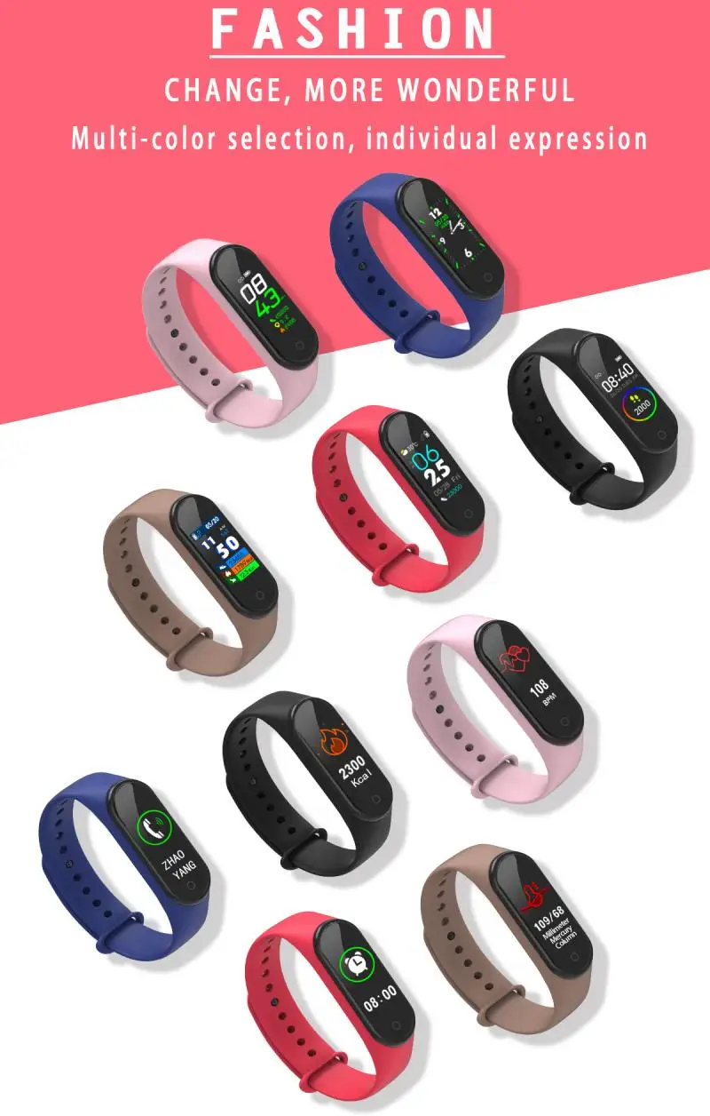 Умный Браслет fitbit 2 0 M4 с цветным экраном фитнес трекер измерение кровяного