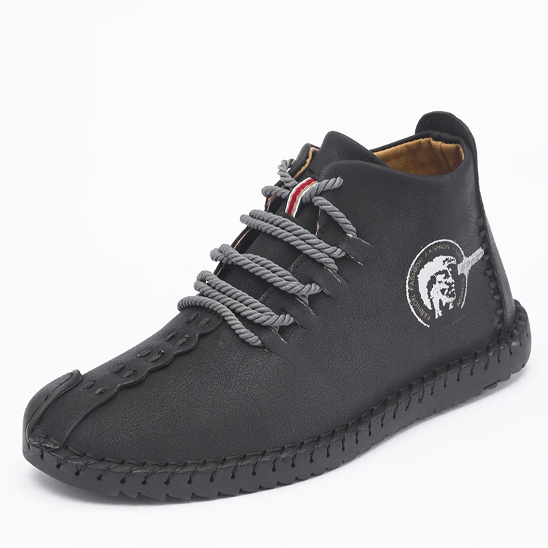 Новые мужские зимние кожаные повседневные ботинки высокие износостойкие