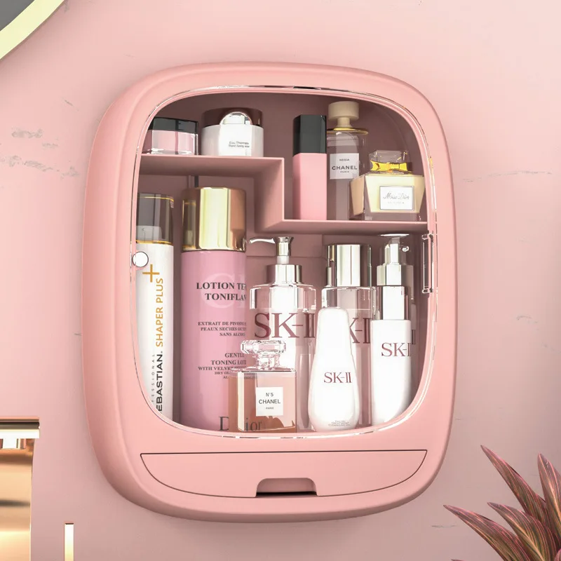

Cosmetic storage box, washing table, shelf, wall mounted, non perforated bathroom, toilet, face washing storage rack
