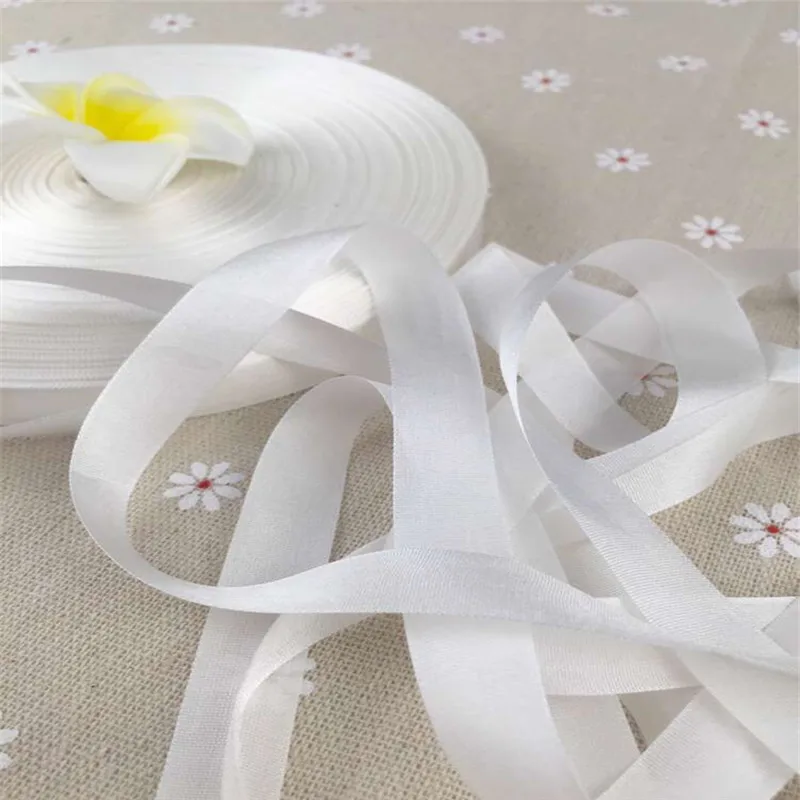Неокрашенная НЕОБРАБОТАННАЯ белая лента из 100% чистого шелка 13 мм х 150 м тонкая