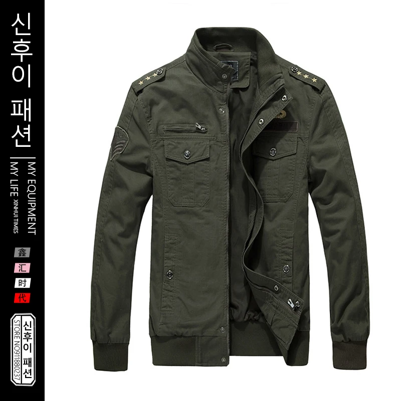 

Куртка-пилот Мужская хлопковая, ветровка в стиле милитари, пилотная куртка-бомбер для полета грузов, Осень-зима