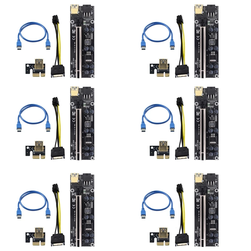 

10 Pcs VER009S Plus PCI-E PCIE Riser Card 009S PCI Express Adapter Molex 6Pin SATA to USB 3.0 Cable 1X 16X Extender