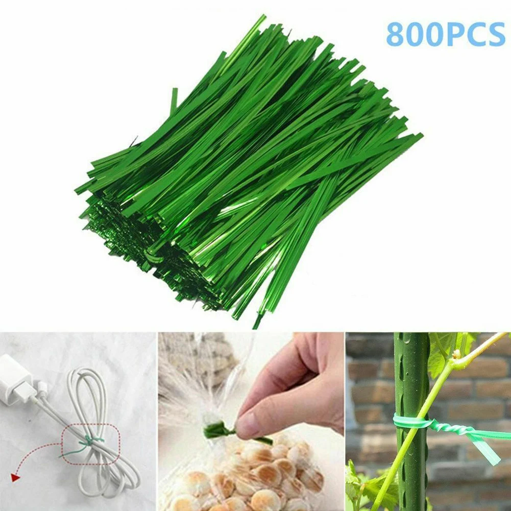 

800pc Plant Twist Tie Sturdy Green Coated Wire for Gardening Reusable Cable Plant Cable Ties Plant Vine Tomato Stem Clip