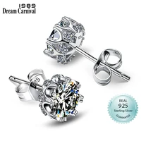dreamcarnival 1989 elegant solid silver earrings 925 women high quality zircon daily wear factory direct girls jewelry se10817r