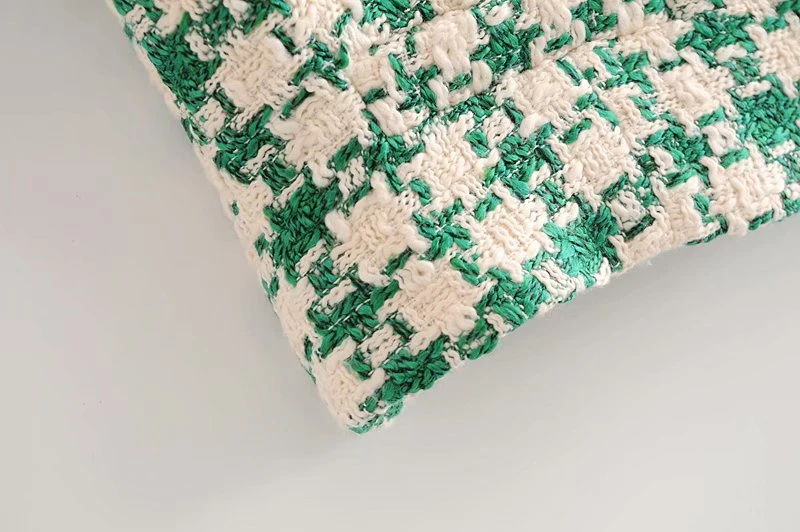 

Elegant women woolen vest 2020 fashion ladies green plaid vest streetwear female sweet button coat vest vintage girls chic vest