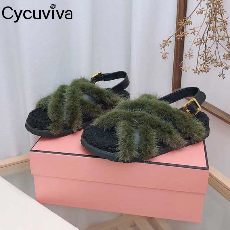 

Сандалии-гладиаторы женские на плоской подошве, дизайнерские шерстяные мюли на платформе, повседневная обувь с ремешком на пятке, пляжные т...