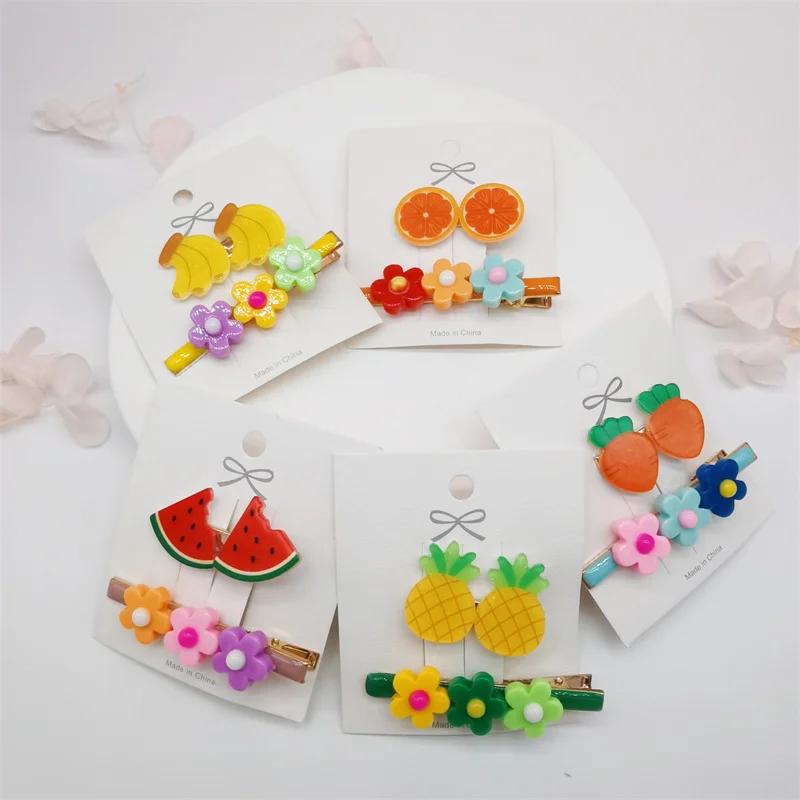 

Заколки для волос Детские, с цветами и фруктами, 2 шт./лот, 2021