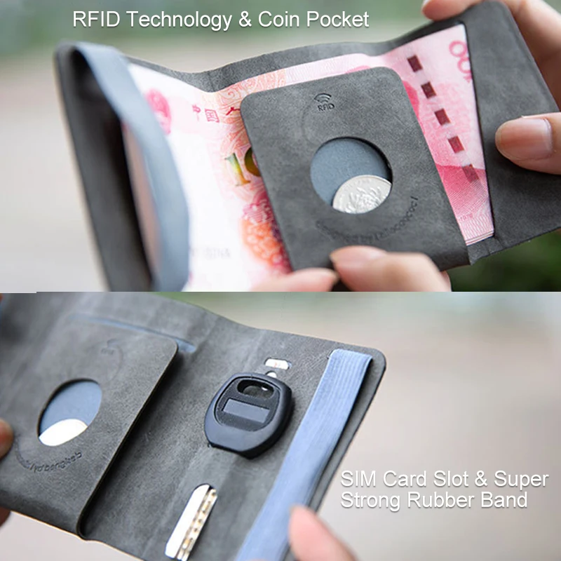 DIENQI 2020 Rfid держатель для карт мужские бумажники умный черный волшебный тройной