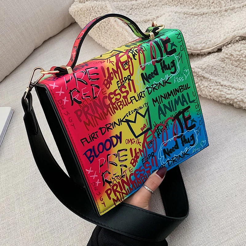 Дамская сумочка Женская с граффити для женщин 2020 Элитный бренд дизайнерские