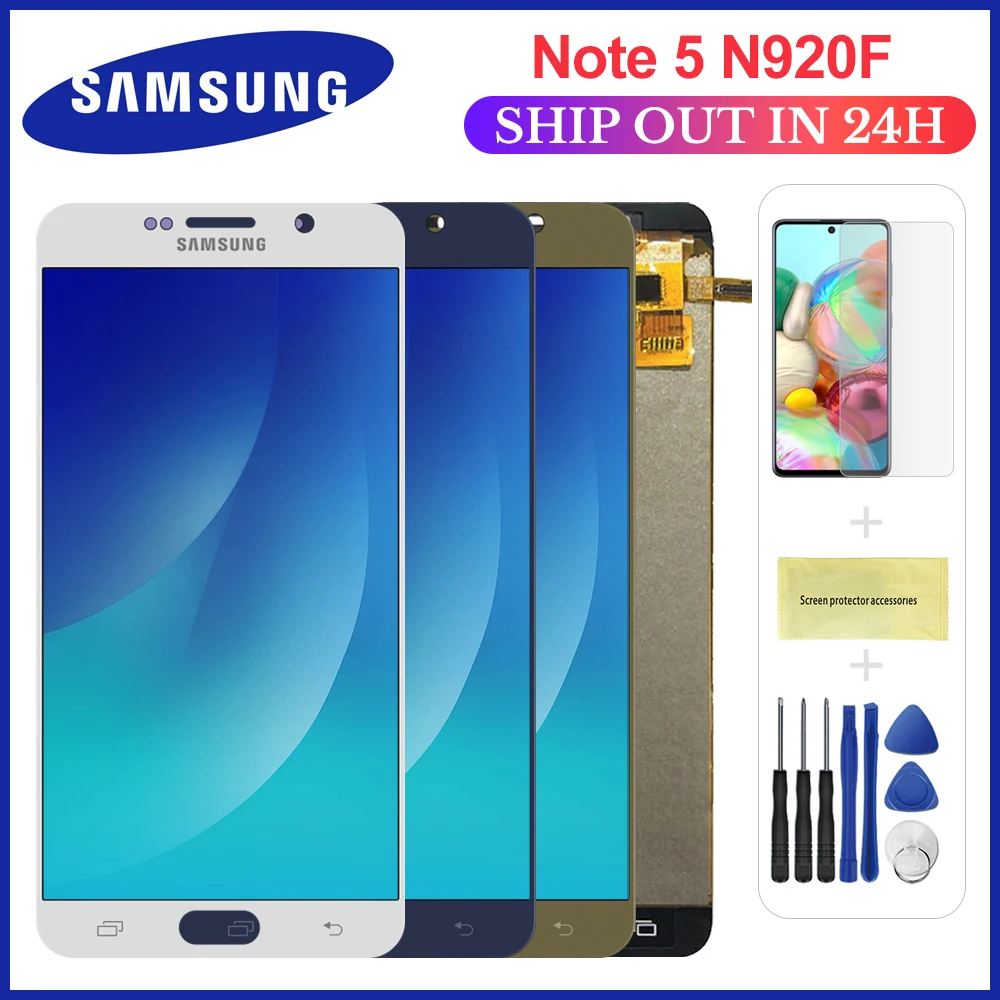 100% тест для Samsung Galaxy Note 5 Note5 N920A N9200 SM-N920 N920C ЖК-сенсорный экран дигитайзер
