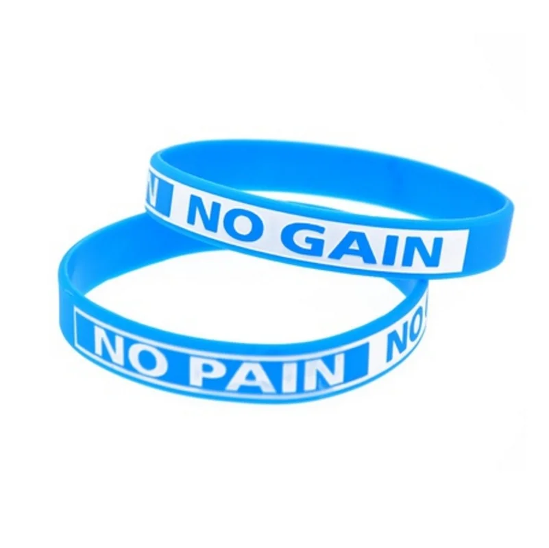 Blue No Pain Gain Silicone Rubber ID bracelet designer jewelry man wealth prosperity Unisex Holiday gift present couple | Украшения и