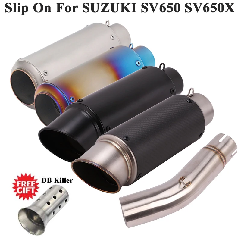 

Slip On For SUZUKI SV650 2016 - 2019 SV650X Motorcycle Exhaust Escape Silencer Modified Moto Middle Link Pipe Muffler DB Killer