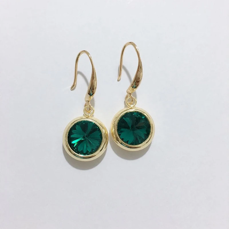 21-gold-green Женские разноцветные серьги MAIKALE, круглые модные серьги-подвески с крючком с золотистым/серебристым покрытием и фианитом для подарка - Окраска металла: 21-gold-green