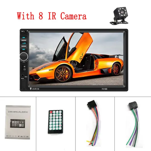 With 8 IR Camera Podofo 2 Din " HD автомобильные радиоприемники автомобильный мультимедийный плеер Android Авторадио MirrorLink 7010B Bluetooth FM USB AUX TF Авто аудио стерео - Цвет: With 8 IR Camera