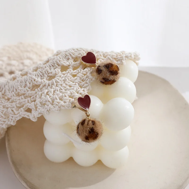 Милые бархатные висячие серьги с леопардовым принтом для девушек женские