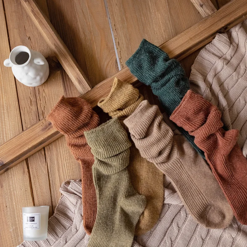 

High Quality Women Winter Socks Japanese Harajuku Women's Long Socks Rabbit Wool Thicken Warm Thermal Calf Socks Solid Color