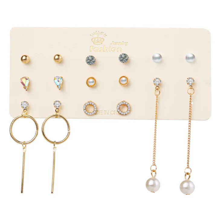 Набор минималистичных смешанных небольших сережек простые геометрические