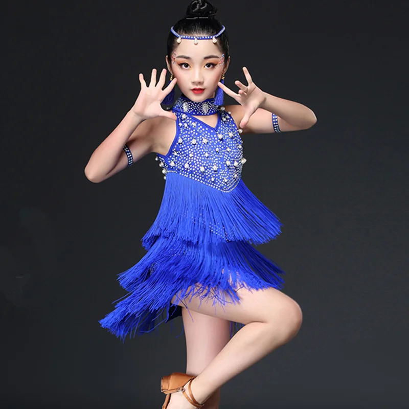 

Fashion Sexy Latin Dance Dress For Girls Shining Samba Children Dresses Chacha Professional Competition Ballroom Latina Costumes