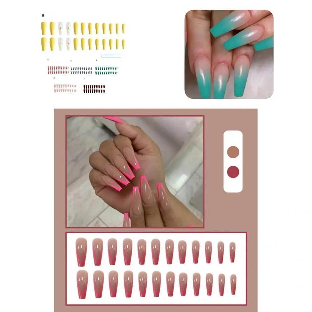 

24Pcs/Set False Nails Decorative Artificial Attractive for Girl Nail Extension Tip Nail Tip