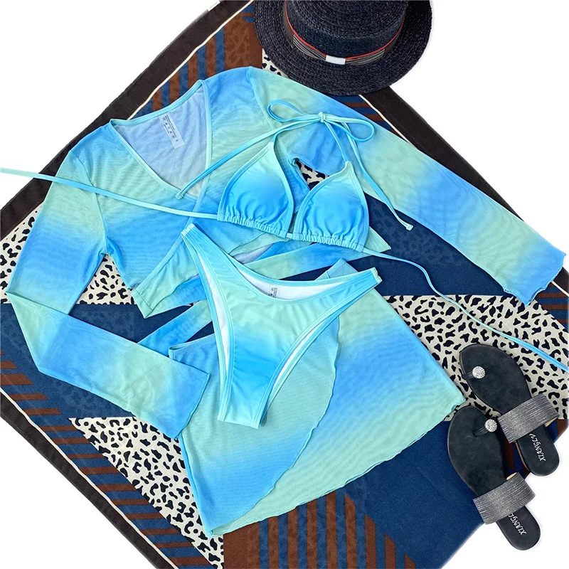 Новинка 2022 г. четырехкомпонентное бикини с градиентной расцветкой