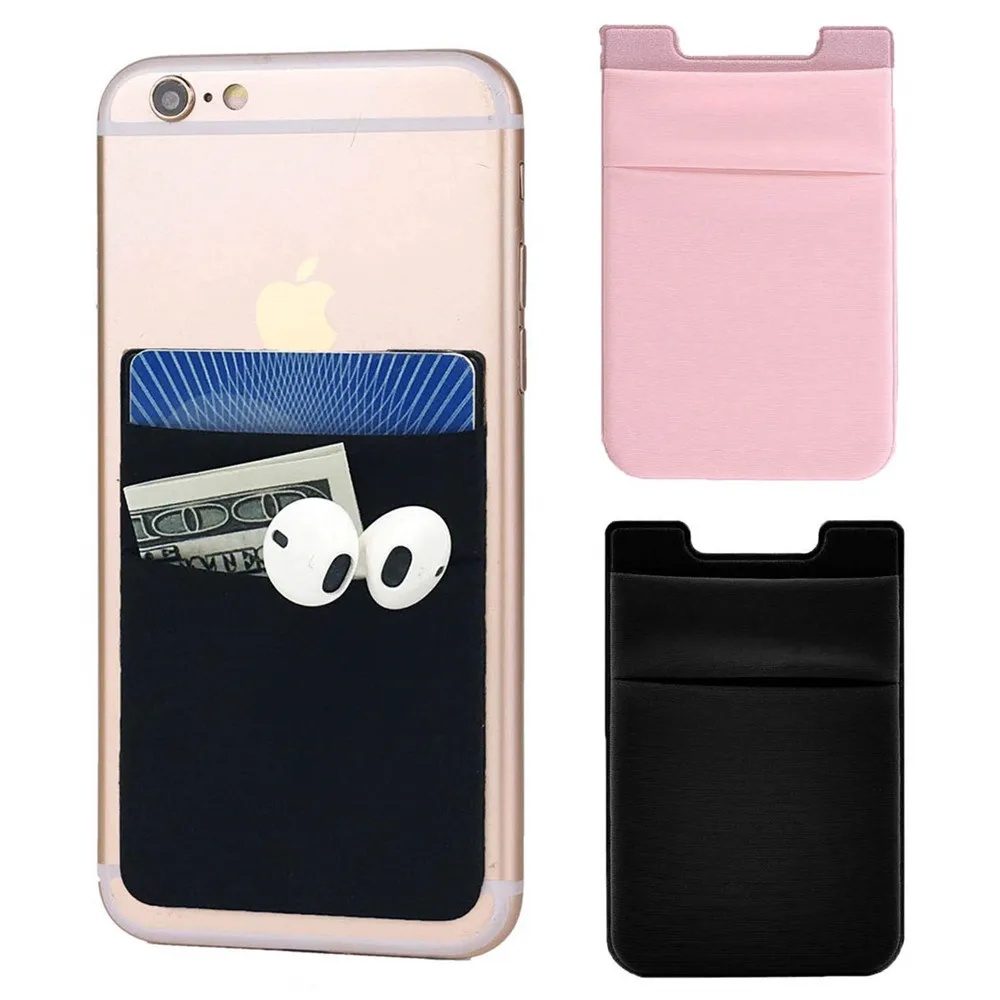 

500PCS Adhesive Sticker Phone Pocket Cell Phone Stick On Card Wallet Stretchy Lycra Credit Cards ID Card Holder Pouch Sleeves