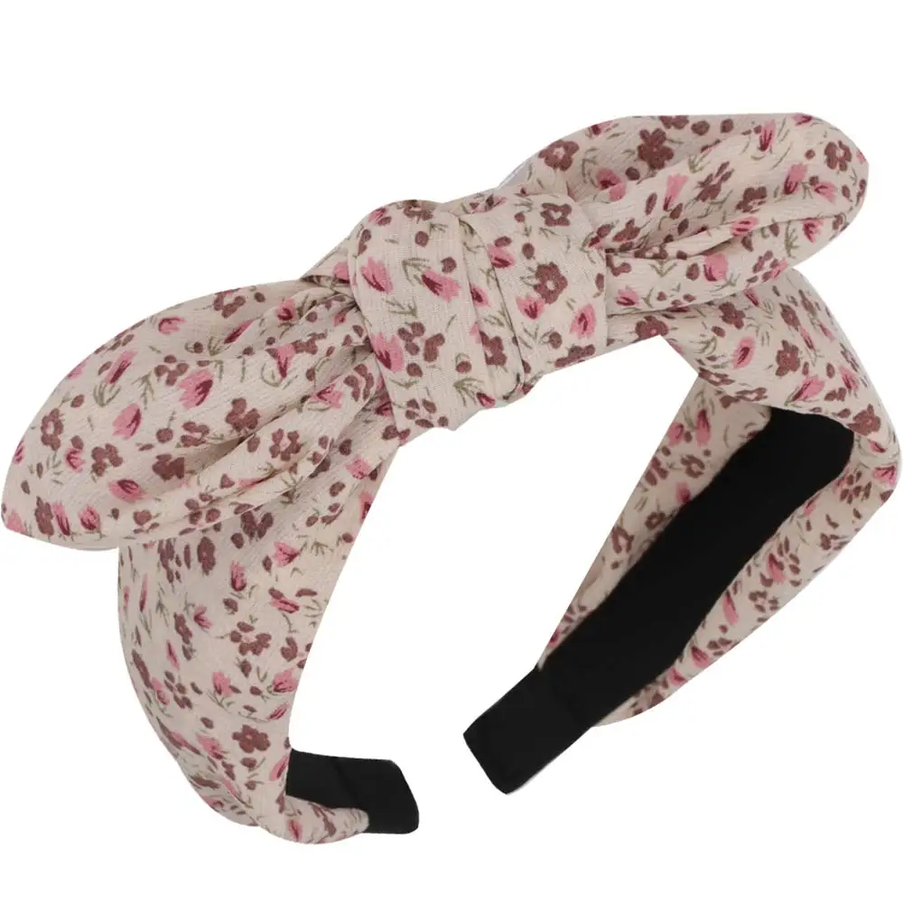 

Girls Cute Bow Floral Printing Sweet Hairband Simple Hair Band Hoops Wide Headband 2021 Fashion Hair Accessoriesfor Women