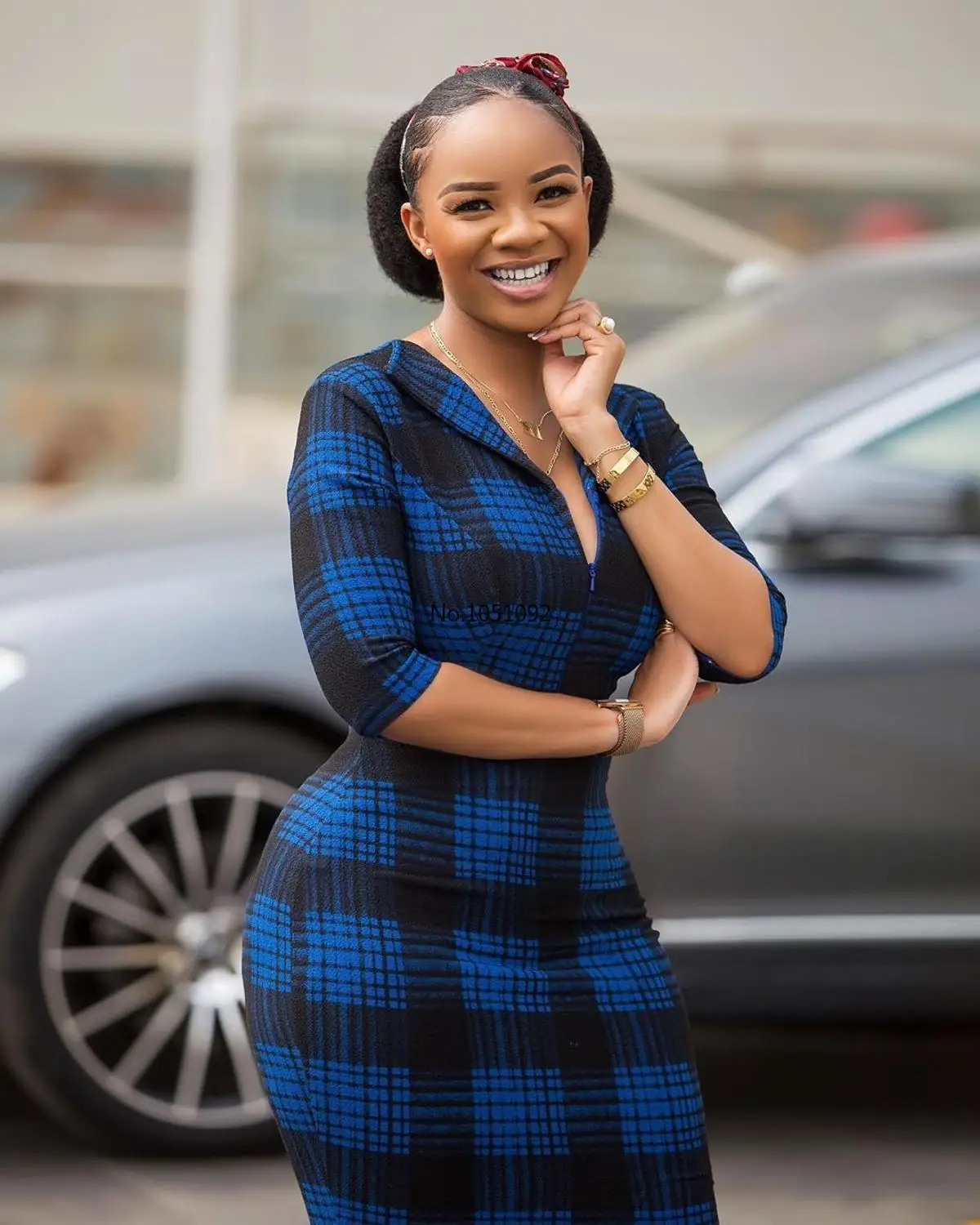 2020 синее черное клетчатое тонкое платье до колена с принтом модное уличное