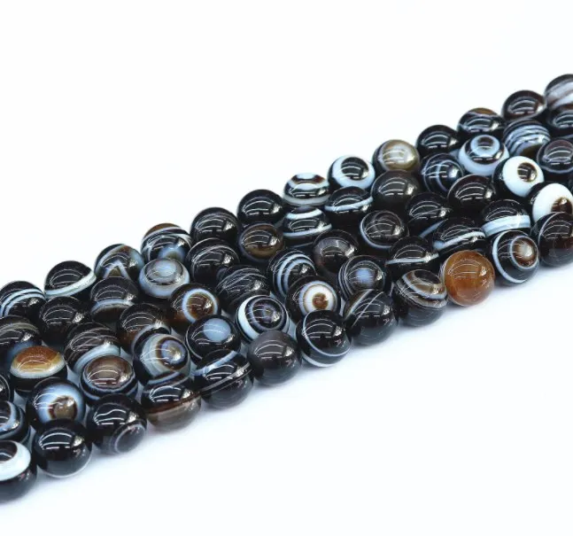 

Natural AAA Sardonyx flower Black Stripe Onyx Agates Round Beads Round Loose Beads 8 10 12 MM Diy Beads For Jewelry Making
