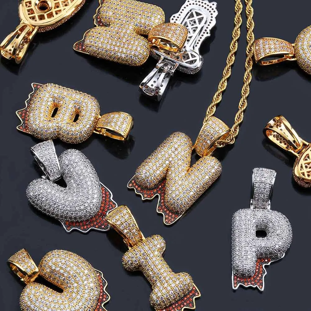 Bling Red Drip Bubble подвески с буквами мужские ожерелья фианитом ожерелье в стиле хип
