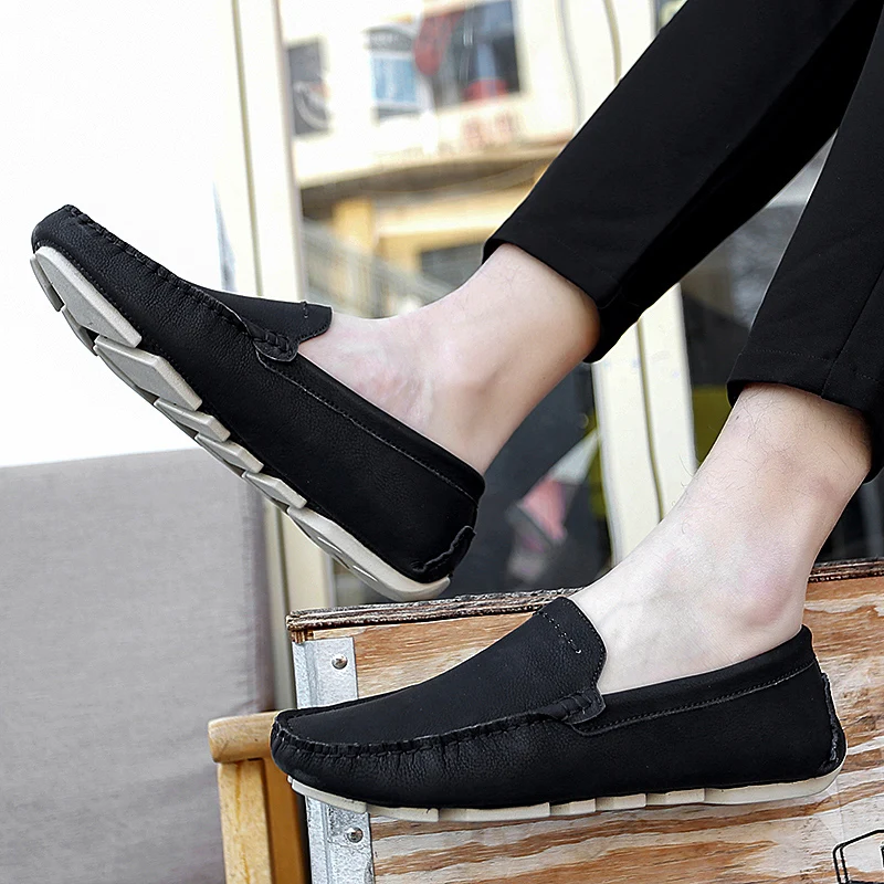 

Makasyny Mskie Lazy Men Shoes Genuine Slip On Anti-Slip Driving Loafers Men Lightweight Size 47 Mocasine Man Shoes