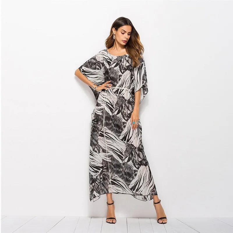 Женское шифоновое платье летнее с богемным принтом свободное повседневное