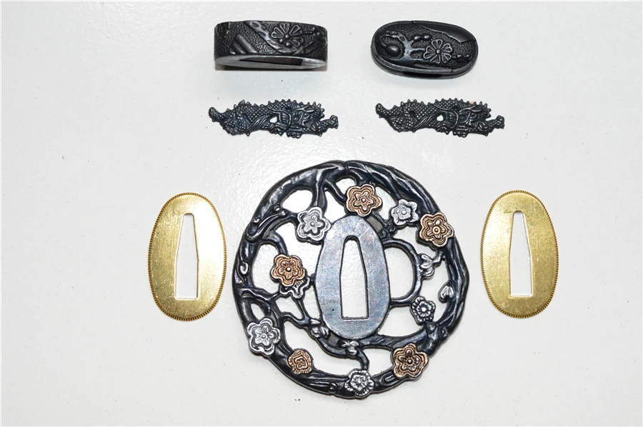 Beautiful Flower Alloy Tsuba Menuki Fuchi kashira Seppa Spacer For Japanese Samurai Katana Sword Tanto | Дом и сад