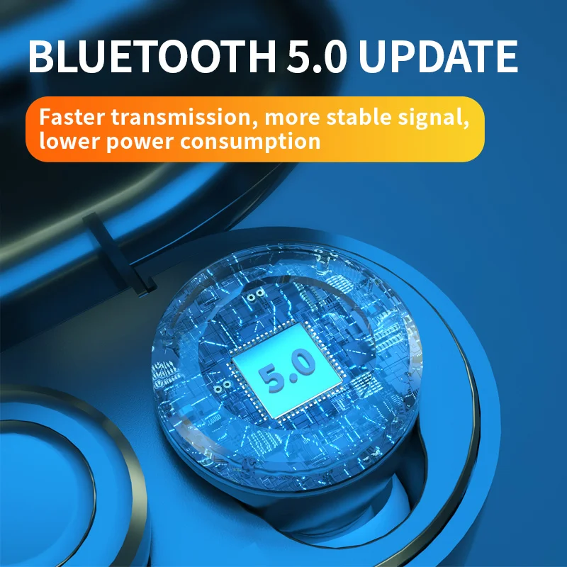 구매 무선 이어폰 스포츠 무선 이어 버드 Bluetooth-5.0 이어폰 헤드셋 TWS A6 마이크 인 이어 디지털 디스플레이 핸즈프리 이어 버드