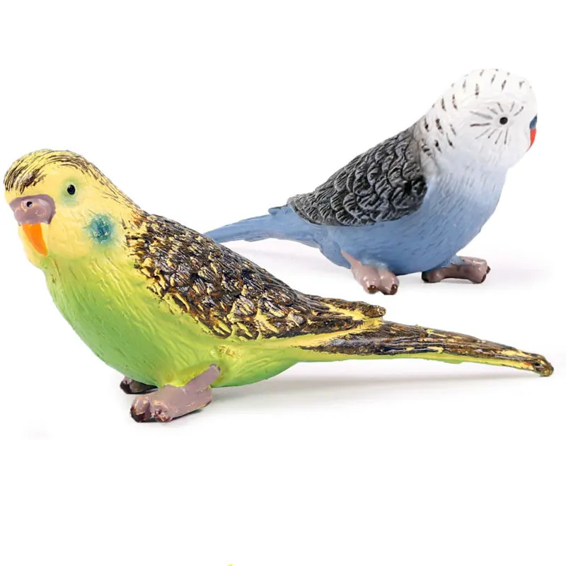 

8cm Lifelike Blue/Green Budgerigar Parrot Action Figures Pvc Solid Birds Model Kids Learning Toys Succulents Ornament